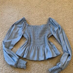 Blue Smocked Women's Top
